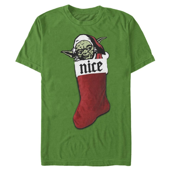 Star Wars - Yoda Xmas Stocking Nice - Christmas - Men's T-Shirt - Kelly green - Front