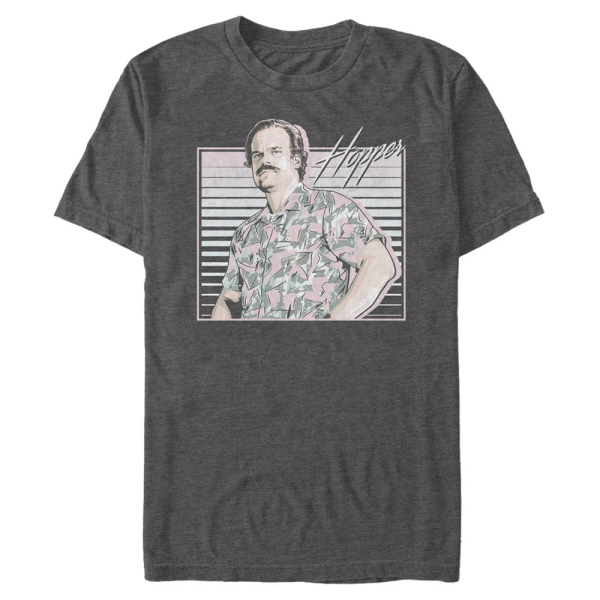 Netflix - Stranger Things - Hopper Hawaiian - Men's T-Shirt - Heather anthracite - Front