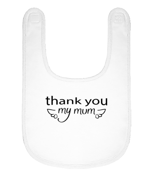 Thank You Mum - Organic Baby Bib - White - Front