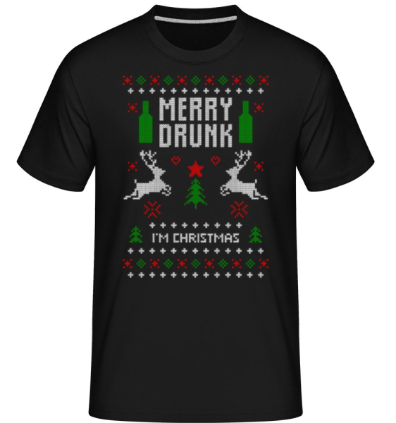 Merry Drunk I Am  Christmas -  Shirtinator Men's T-Shirt - Black - Front