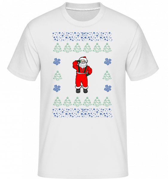 Santa Knitting Pattern -  Shirtinator Men's T-Shirt - White - Vorn