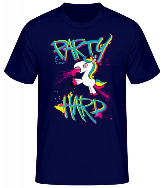 Party Hard Unicorn - Men's Basic T-Shirt - Navy - Front