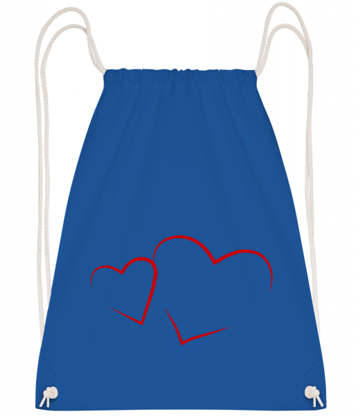Hearts - Drawstring Backpack - Royal Blue - Vorn