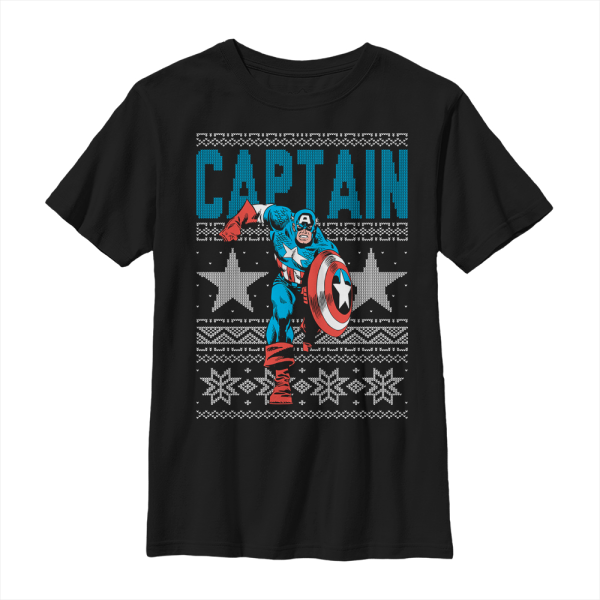 Marvel - Avengers - Captain America Ugly Captain - Christmas - Kids T-Shirt - Black - Front