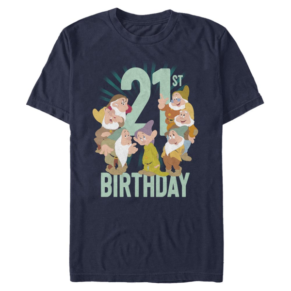 Disney - Snow White - Skupina Dwarves Twentyfirst Bday - Men's T-Shirt - Navy - Front