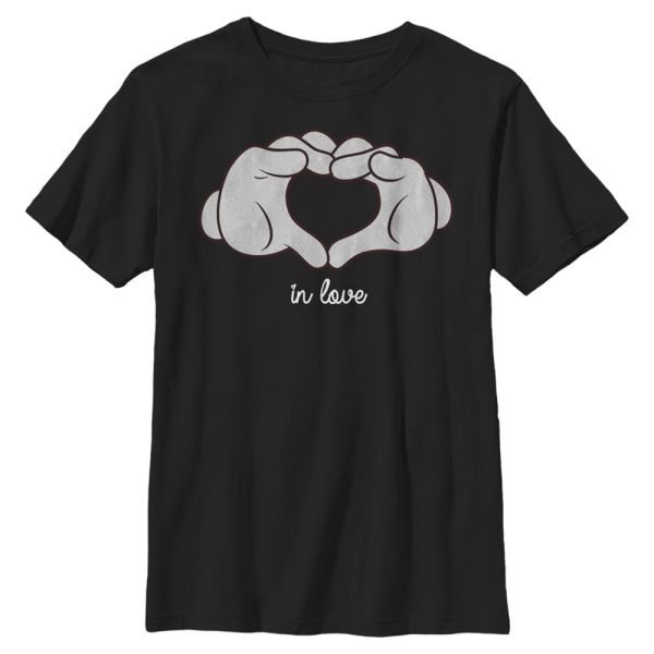 Disney Classics - Mickey Mouse - Mickey Mouse Glove Heart - Valentine's Day - Kids T-Shirt - Black - Front
