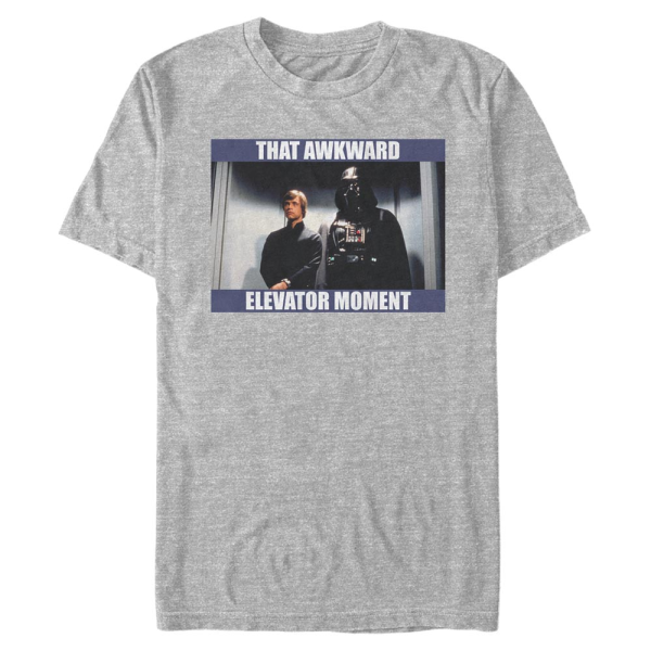Star Wars - Luke & Vader Awkward Elevator Moment - Men's T-Shirt - Heather grey - Front