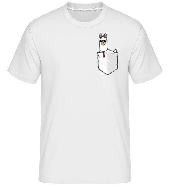 Alpaca Chest Pocket -  Shirtinator Men's T-Shirt - White - Front