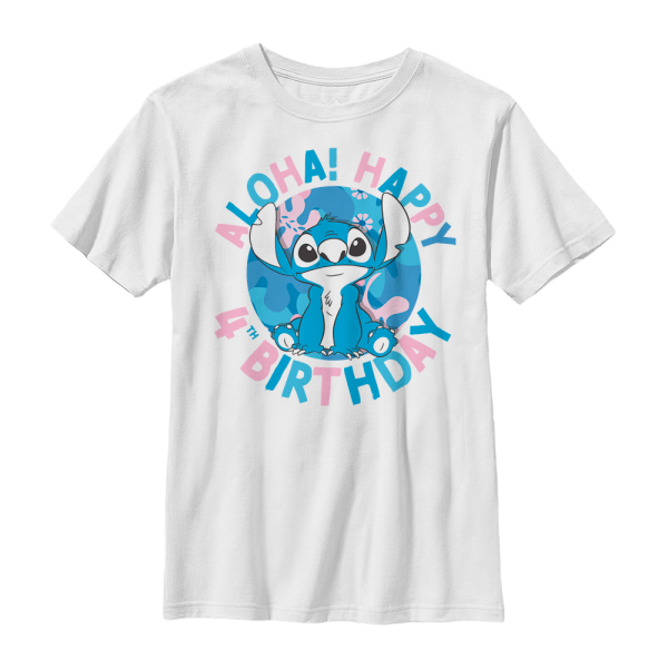 Disney Classics - Lilo & Stitch - Stitch 4th Birthday - Birthday - Kids T-Shirt - White - Front
