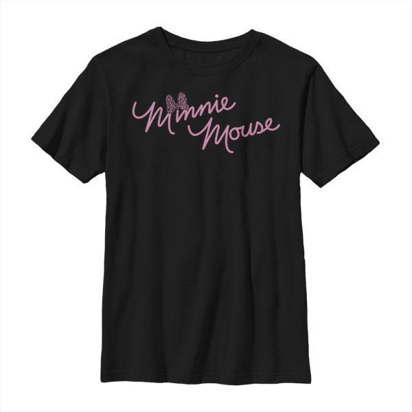 Disney Classics - Mickey Mouse - Minnie Mouse Cursive Bow - Kids T-Shirt - Black - Front