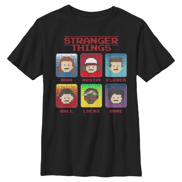 Netflix - Stranger Things - Skupina 8 Bit Stranger - Kids T-Shirt - Black - Front