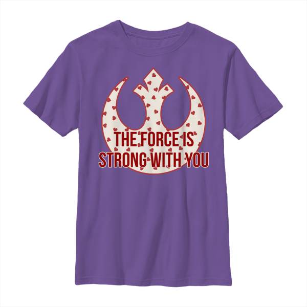 Star Wars - Text Strong Heart Force - Valentine's Day - Kids T-Shirt - Purple - Front