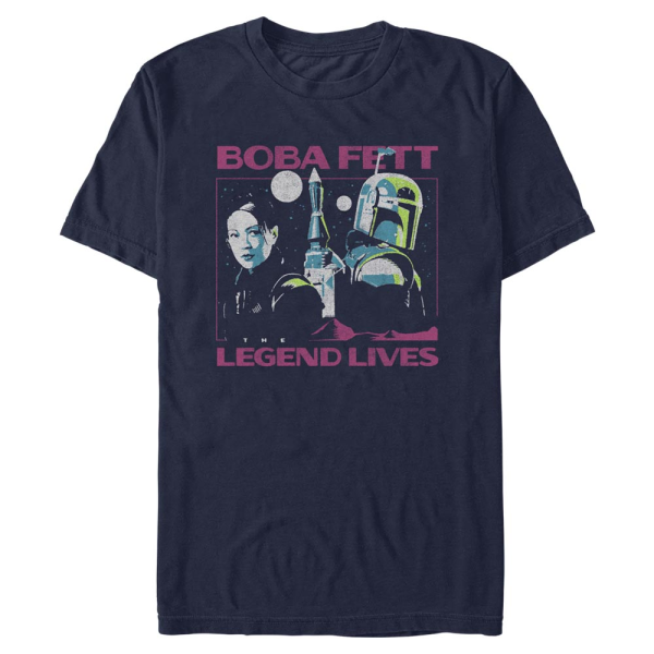 Star Wars - Book of Boba Fett - Boba Fett Legend Lives - Men's T-Shirt - Navy - Front