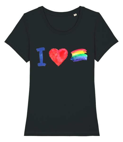 I Love Rainbows - Women's Organic T-Shirt Stanley Stella - Black - Front