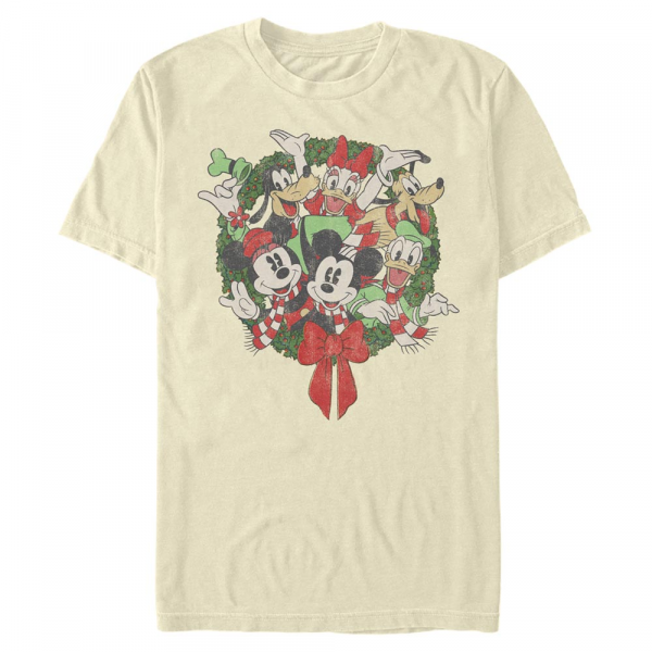 Disney - Mickey Mouse - Skupina Mickey Friends Wreath - Men's T-Shirt - Cream - Front