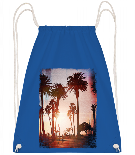 Palm Promenade - Drawstring Backpack - Royal blue - Vorn
