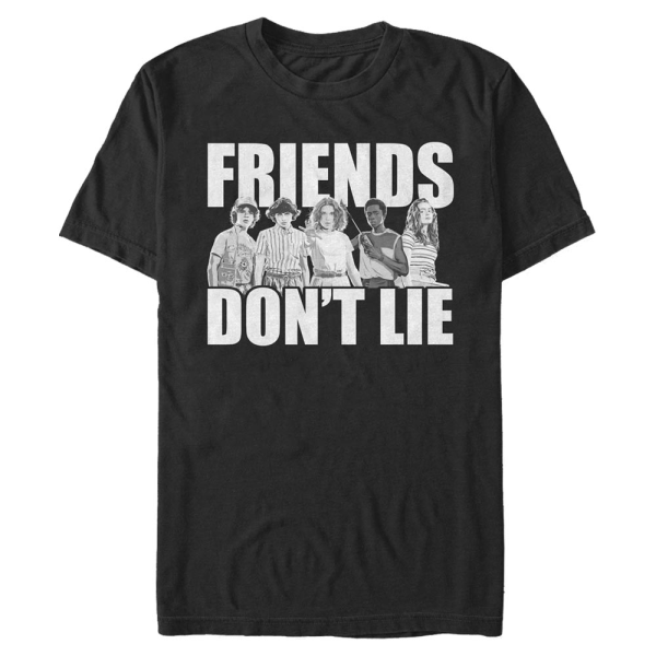 Netflix - Stranger Things - Skupina Cast Friends Don't Lie - Men's T-Shirt - Black - Front