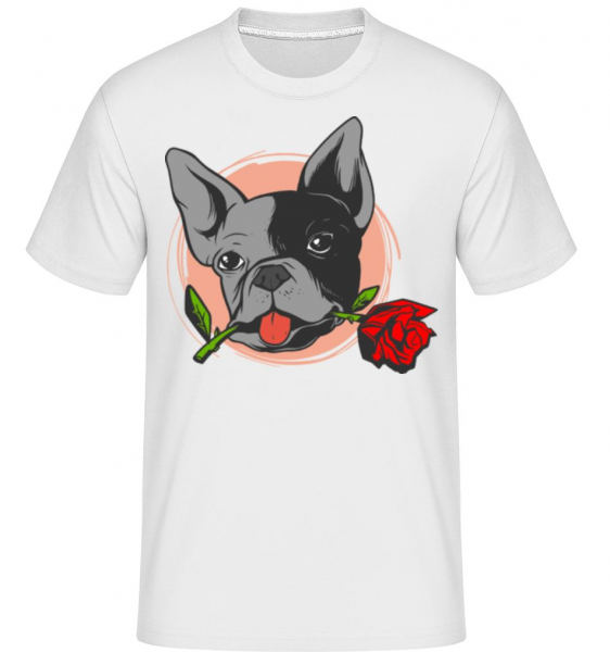 Bulldog Rose -  Shirtinator Men's T-Shirt - White - Front