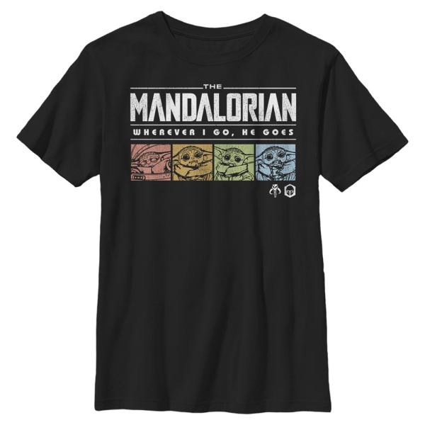Star Wars - The Mandalorian - The Child Retro Pop Logo - Kids T-Shirt - Black - Front