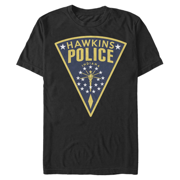Netflix - Stranger Things - Hawkins Police Seal - Men's T-Shirt - Black - Front