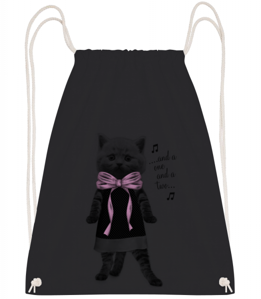 Dancing Cat - Drawstring Backpack - Black - Vorn