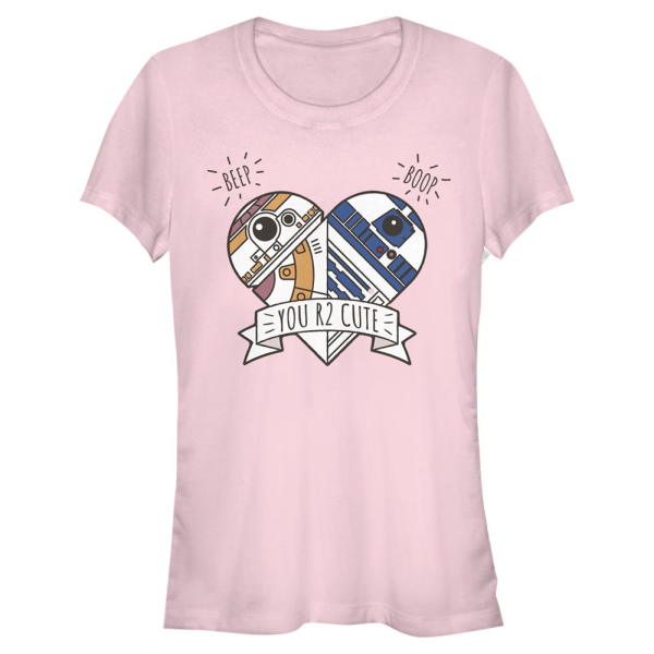 Star Wars - The Force Awakens - R2-D2 BB8 heart R2 - Valentine's Day - Women's T-Shirt - Pink - Front