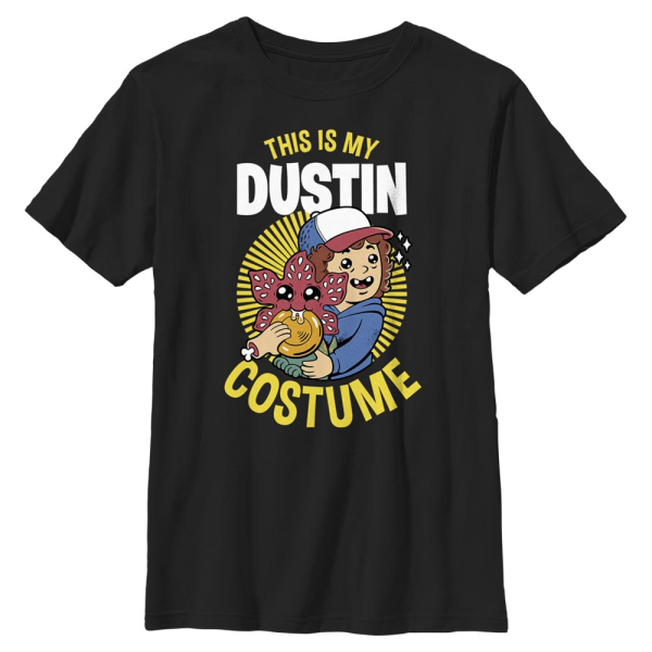 Netflix - Stranger Things - Dustin Costume - Halloween - Kids T-Shirt - Black - Front