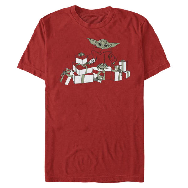 Star Wars - The Mandalorian - The Child And Gifts - Christmas - Men's T-Shirt - Red - Front