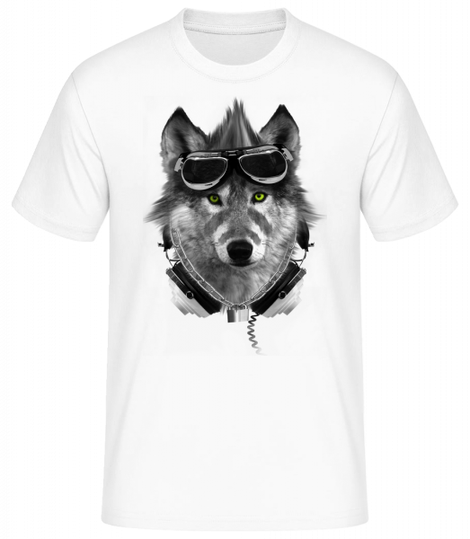 Biker Wolf - Men's Basic T-Shirt - White - Vorn