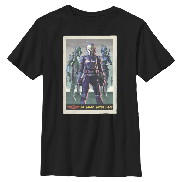 Star Wars - The Mandalorian - Bounty Hunter Bo-Katan & Co Card - Kids T-Shirt - Black - Front