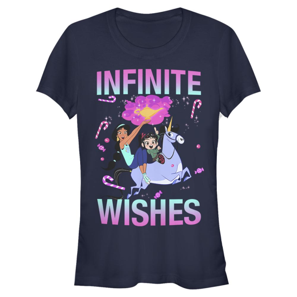 Disney - Wreck-It Ralph - Text Infinite Wishes - Women's T-Shirt - Navy - Front