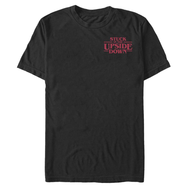 Netflix - Stranger Things - Text Upside Down Pocket - Men's T-Shirt - Black - Front