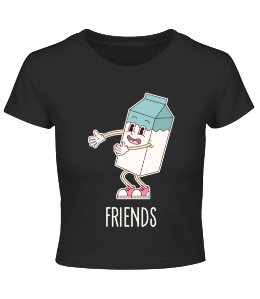 Best Friends Cookie And Milk - Crop T-Shirt - Black - Front