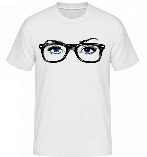 Hipster Eyes Blue -  Shirtinator Men's T-Shirt - White - Vorn