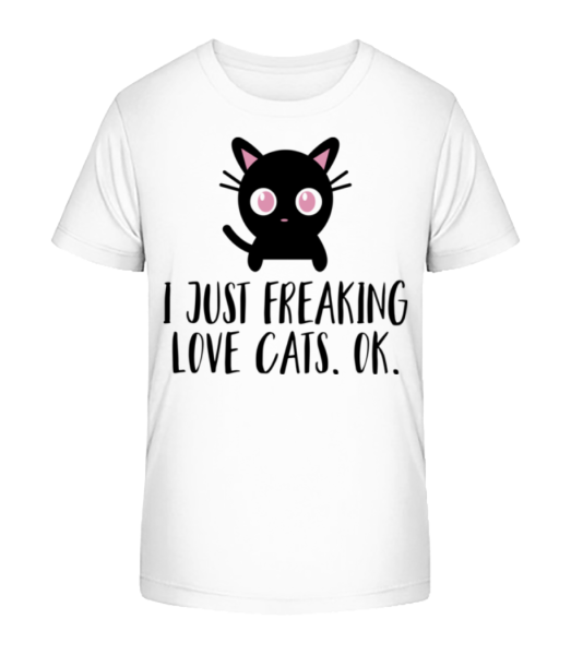 I Just Freaking Love Cats - Kid's Bio T-Shirt Stanley Stella - White - Front