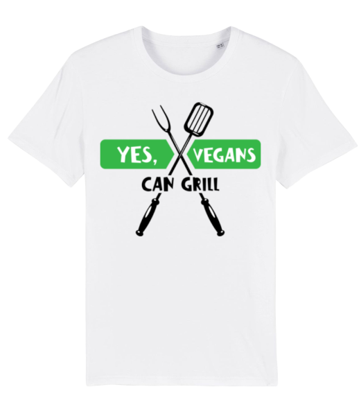 Vegans Can Grill - Men's Organic T-Shirt Stanley Stella - White - Front