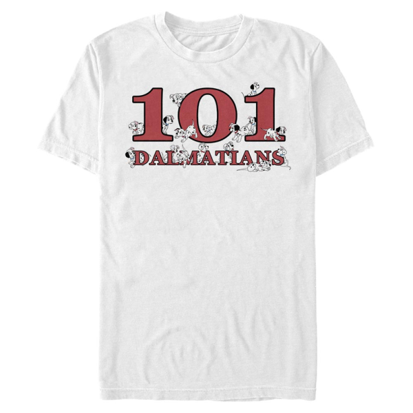 Disney Classics - 101 Dalmatians - Logo Pups - Men's T-Shirt - White - Front