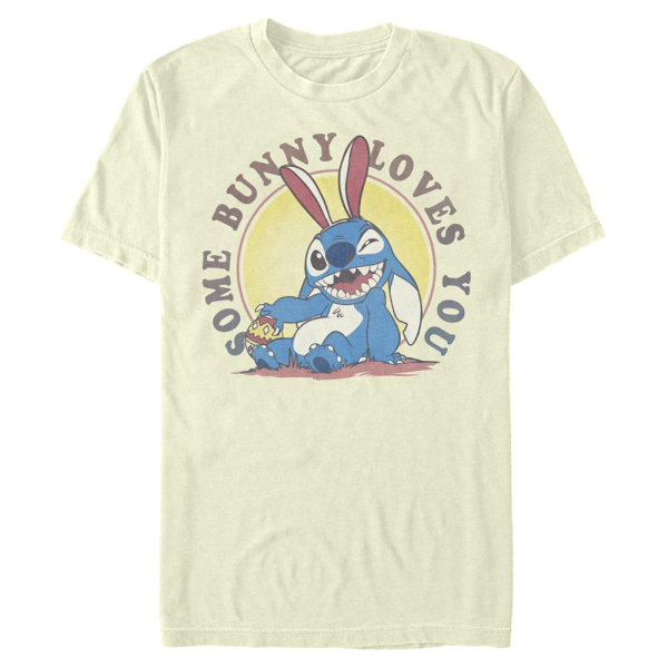 Disney Classics - Lilo & Stitch - Lilo & Stitch Some Bunny Loves You - Men's T-Shirt - Cream - Front