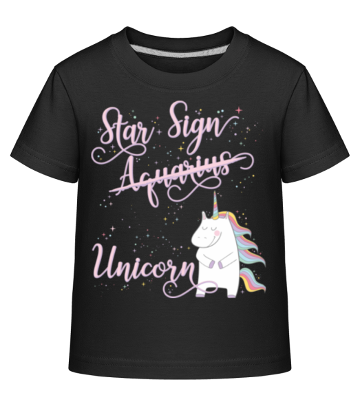Star Sign Unicorn Aquarius - Kid's Shirtinator T-Shirt - Black - Front