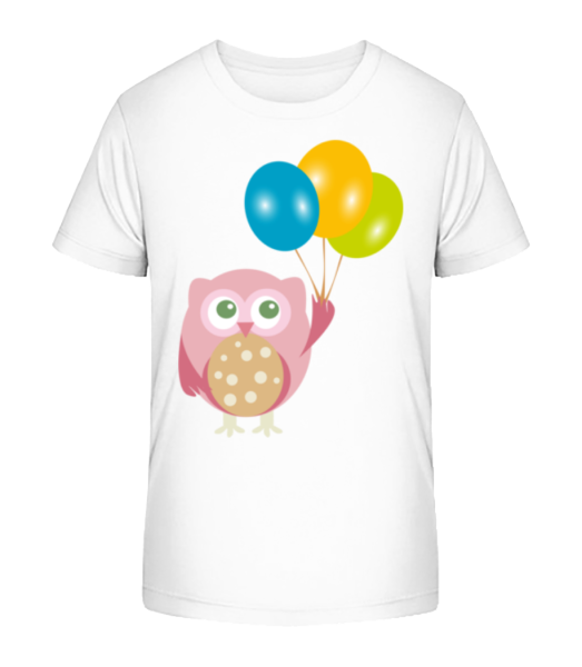 Cute Owl With Balloons - Kid's Bio T-Shirt Stanley Stella - White - Front
