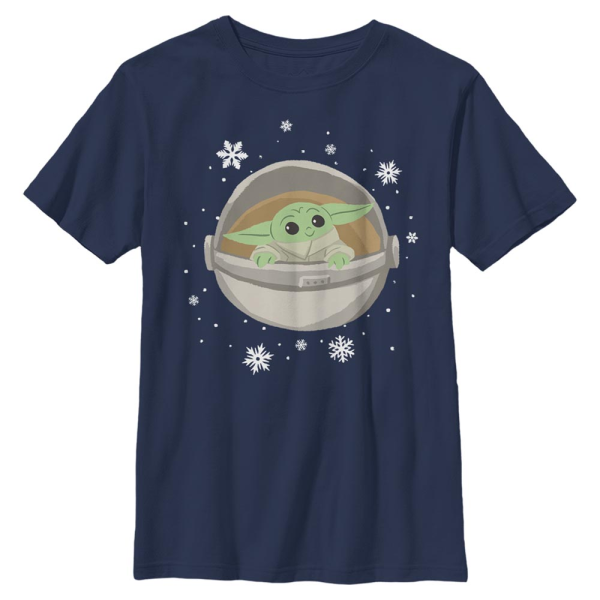 Star Wars - The Mandalorian - The Child Cold Yoda - Christmas - Kids T-Shirt - Navy - Front