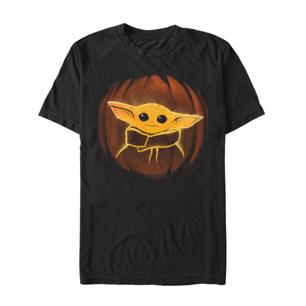 Star Wars - The Mandalorian - The Child Pumpkin Child - Halloween - Men's T-Shirt - Black - Front