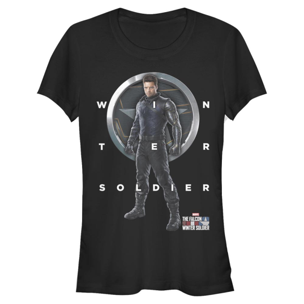 Marvel - The Falcon and the Winter Soldier - Bucky Winter Soldier Grid Text - Women's T-Shirt - Black - Front