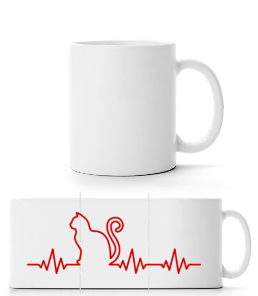 Heartbeat Cat - Panorama Mug - White - Front