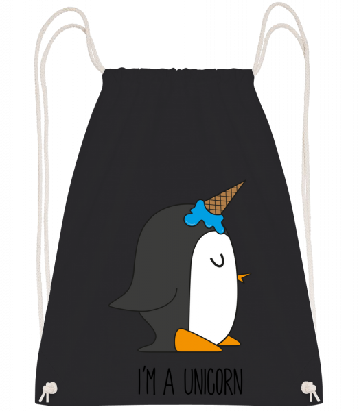 I'm A Unicorn Penguin - Drawstring Backpack - Black - Vorn