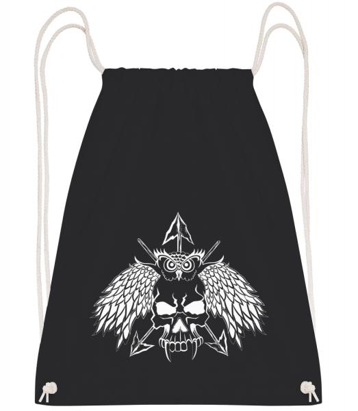 Owls Skull Tattoo - Drawstring Backpack - Black - Vorn