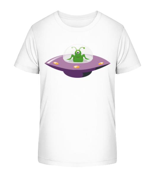 Alien In UFO - Kid's Bio T-Shirt Stanley Stella - White - Front