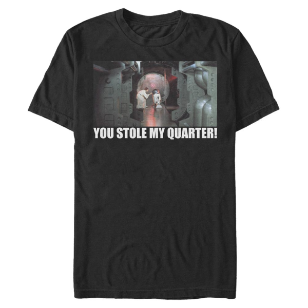 Star Wars - Princezna Leia & R2-D2 Quarter Stealer - Men's T-Shirt - Black - Front