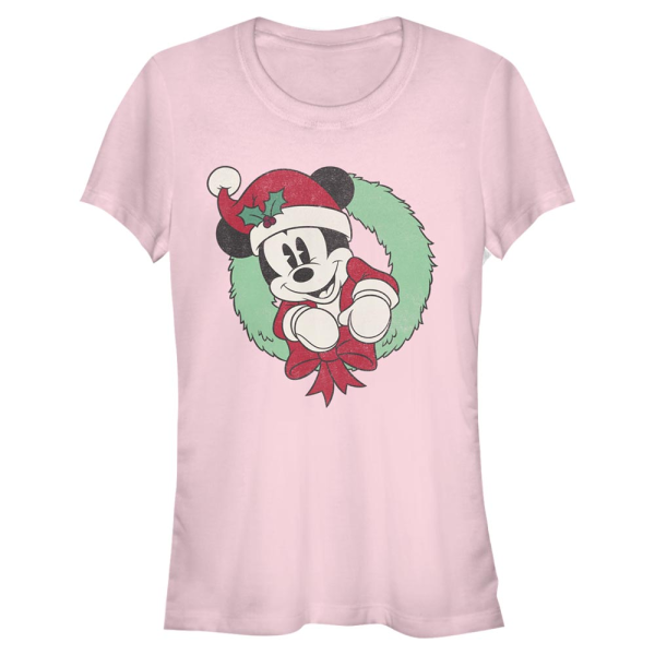 Disney Classics - Mickey Mouse - Mickey Mouse Vintage Mickey Wreath - Christmas - Women's T-Shirt - Pink - Front